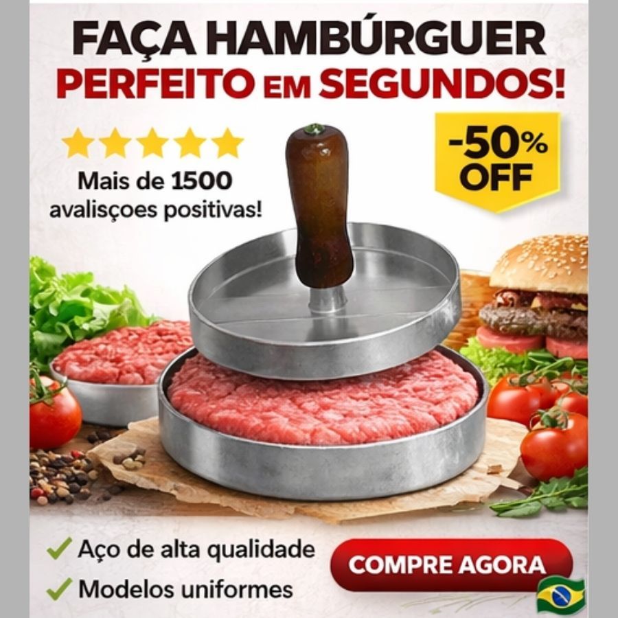 Forma Modeladora de Hambúrguer Liga De Alumínio – Faça Hambúrguer Caseiro de Forma Fácil, Rápida