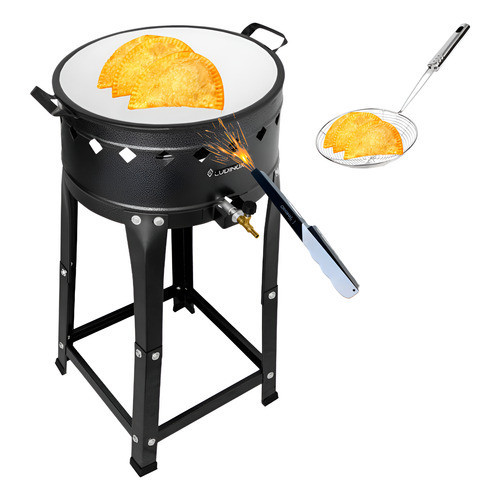 Tacho Esmaltado Para Fritura Pastel Salgado 6 Litros Com Kit