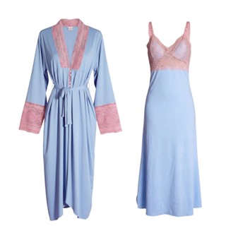 Kit Robe Roupão e Camisola Amamentação Longos Maternidade Recorte Lateral Gestante em Oferta na Shopee