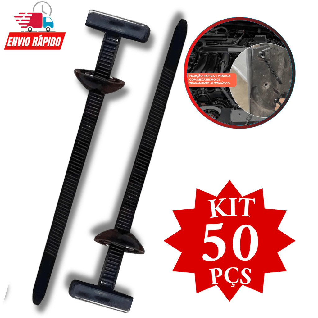 Jogo De Presilhas Universal Abraçadeira T Fixador Chicote Carro Nylon Plug Cinta Automotiva Promoção