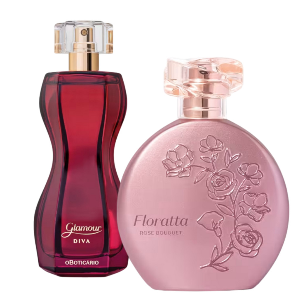 2 Perfumes Femininos Glamour Diva Desodorante Colônia 75ml + Floratta Rose Bouquet Desodorante Colônia 75ml