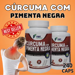 Cúrcuma com Pimenta Negra Cápsulas 500mg Produto natural Auxilia Articulações, Digestão Bem-Estar