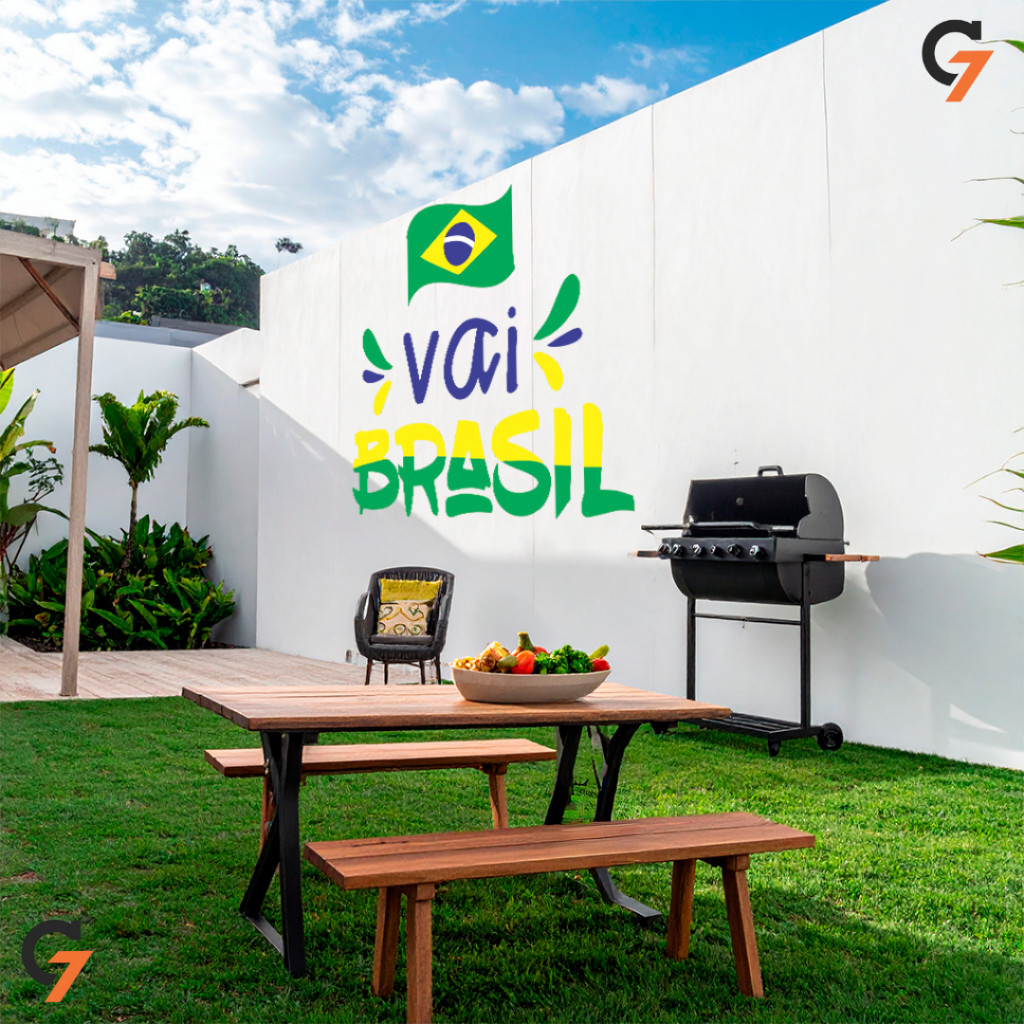 Adesivo de Parede Frase Seleção Brasileira Jogos Copa Autocolante Lavável Para Casa Vitrine Loja