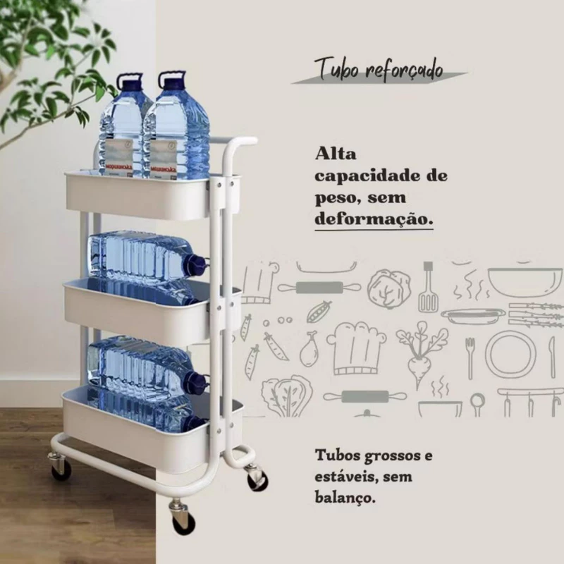 Carrinho Organizador Multiuso com 3 Prateleiras — foto 4