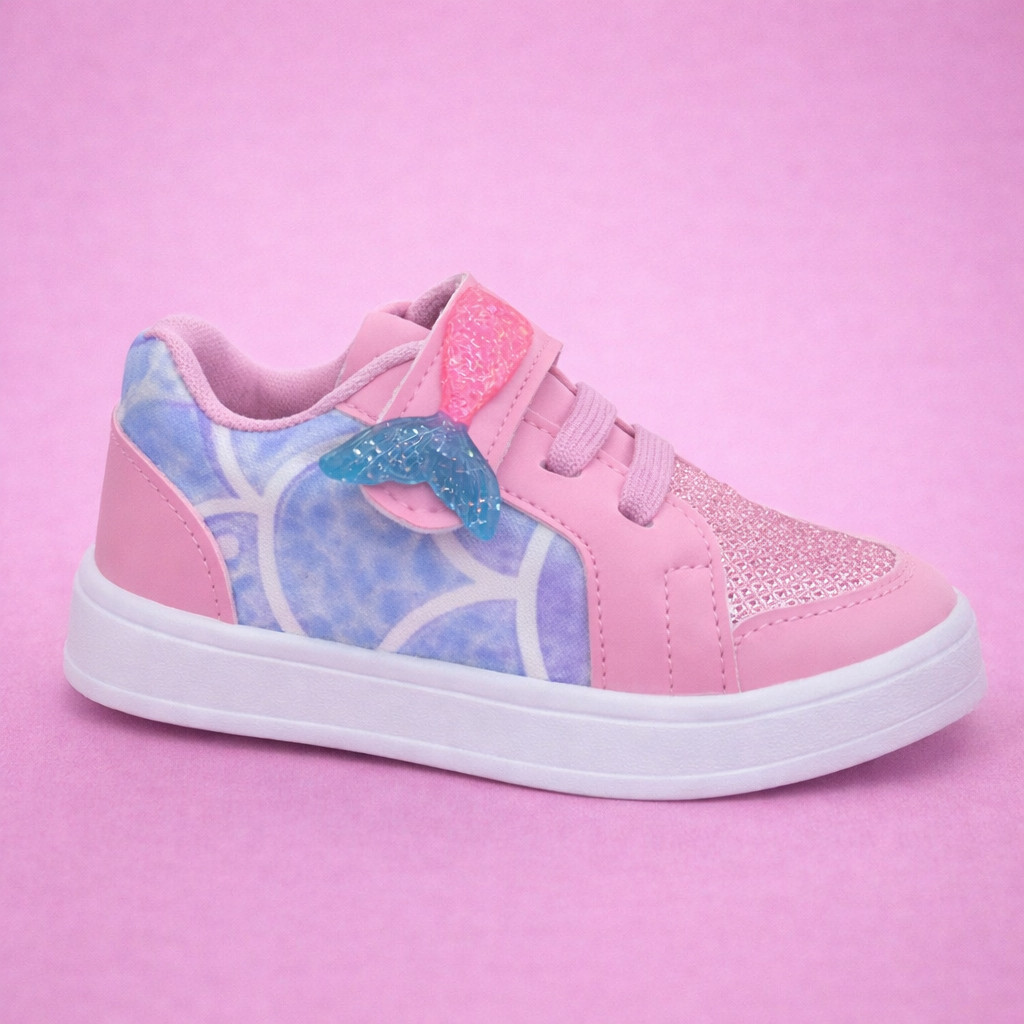 Tenis Sapato Infantil Menina Glitter Sereia Rosa Escolar Casual em Oferta na Shopee