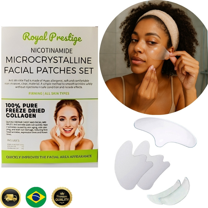 Kit 5 Adesivos Faciais Anti-Rugas/Expressão com Colágeno Testa Olhos e Colo | Estoque Brasil 🇧🇷 em Oferta na Shopee