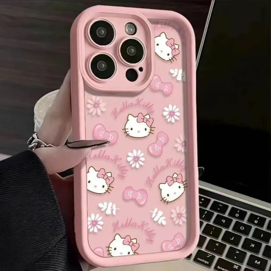 Capa de Celular Hello Kitty Estilo Doce para Samsung A14 A15 A54 A55 A05S A16 A07 A17 S22 S23 S24 S25 Ultra