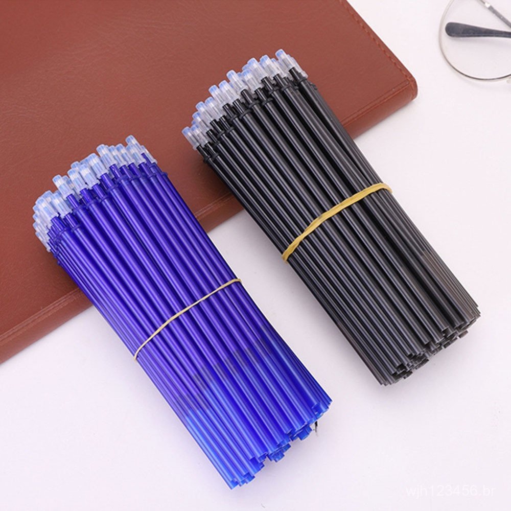 20pcs Refil Caneta Gel Apagável 13cm 0.5mm Tinta Preto e Azul