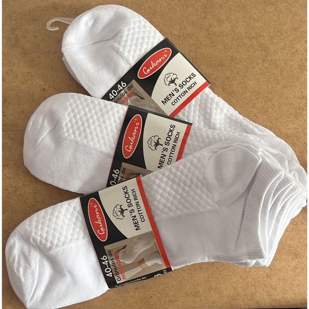 Kit 18 Pares de Meias Brancas Soquete Cano Curto Masculina Feminina Unissex Grânulos de massagem em Oferta na Shopee