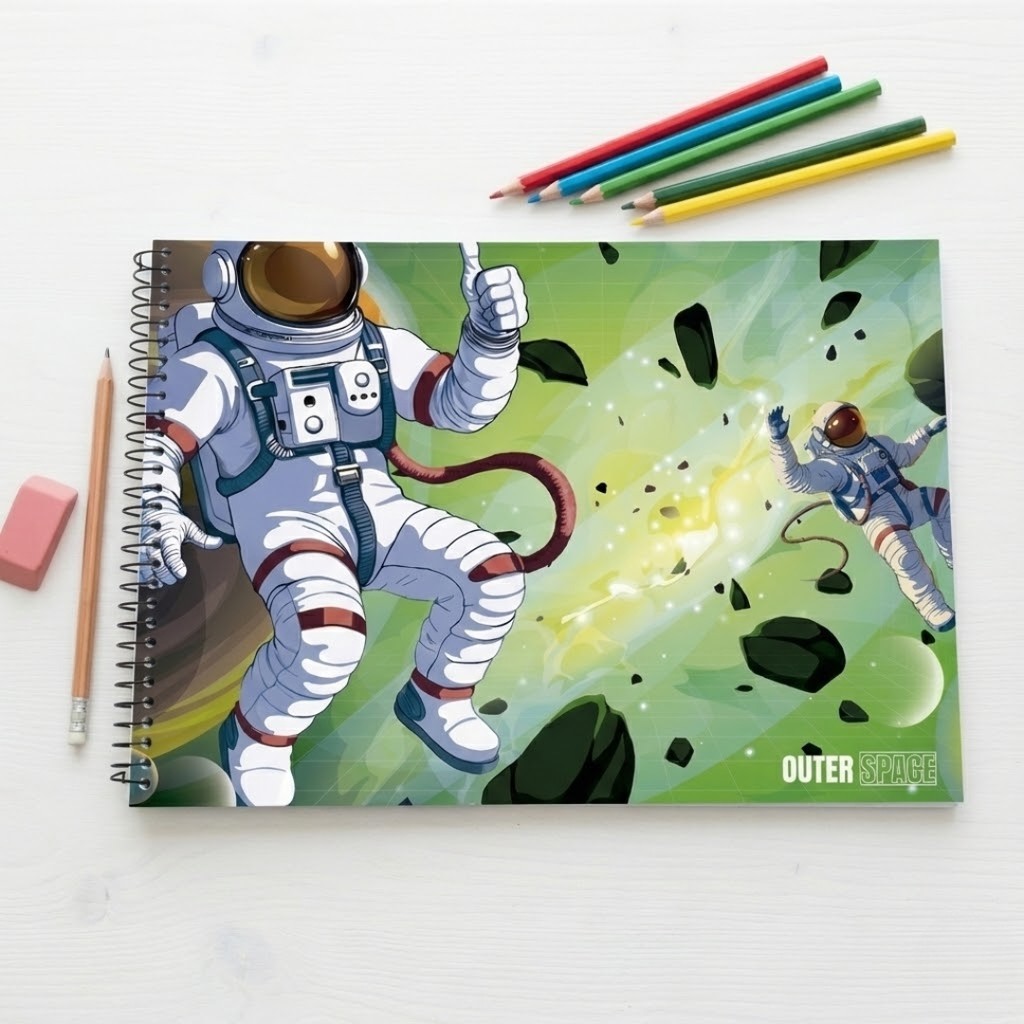 Caderno Escolar Universitario Cartografia Desenho 60 Folhas Outer Space