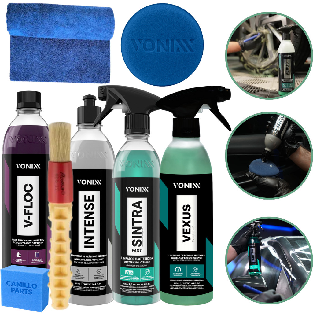 Kit Limpeza Automotiva Vonixx Completo Interno e Externo com Acessórios em Oferta na Shopee