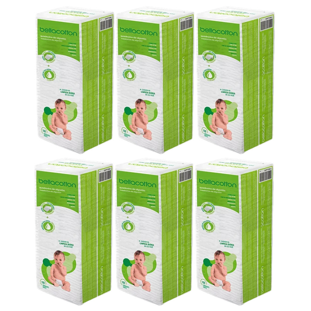 Algodão Quadrado 600 Un Hidrófilo Sem Perfume Bellacotton em Oferta na Shopee