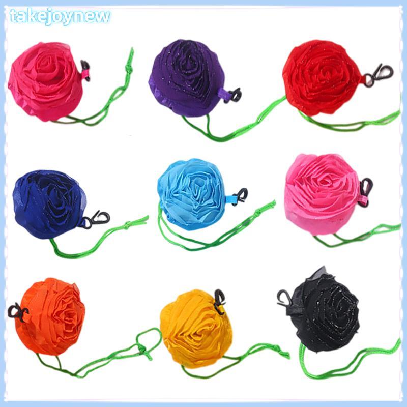 [takejoynewBR] Bolsa De Compras Dobrável Com Flor Rosa , Sacola De Grande Capacidade , Viagem Armazenamento Tbr