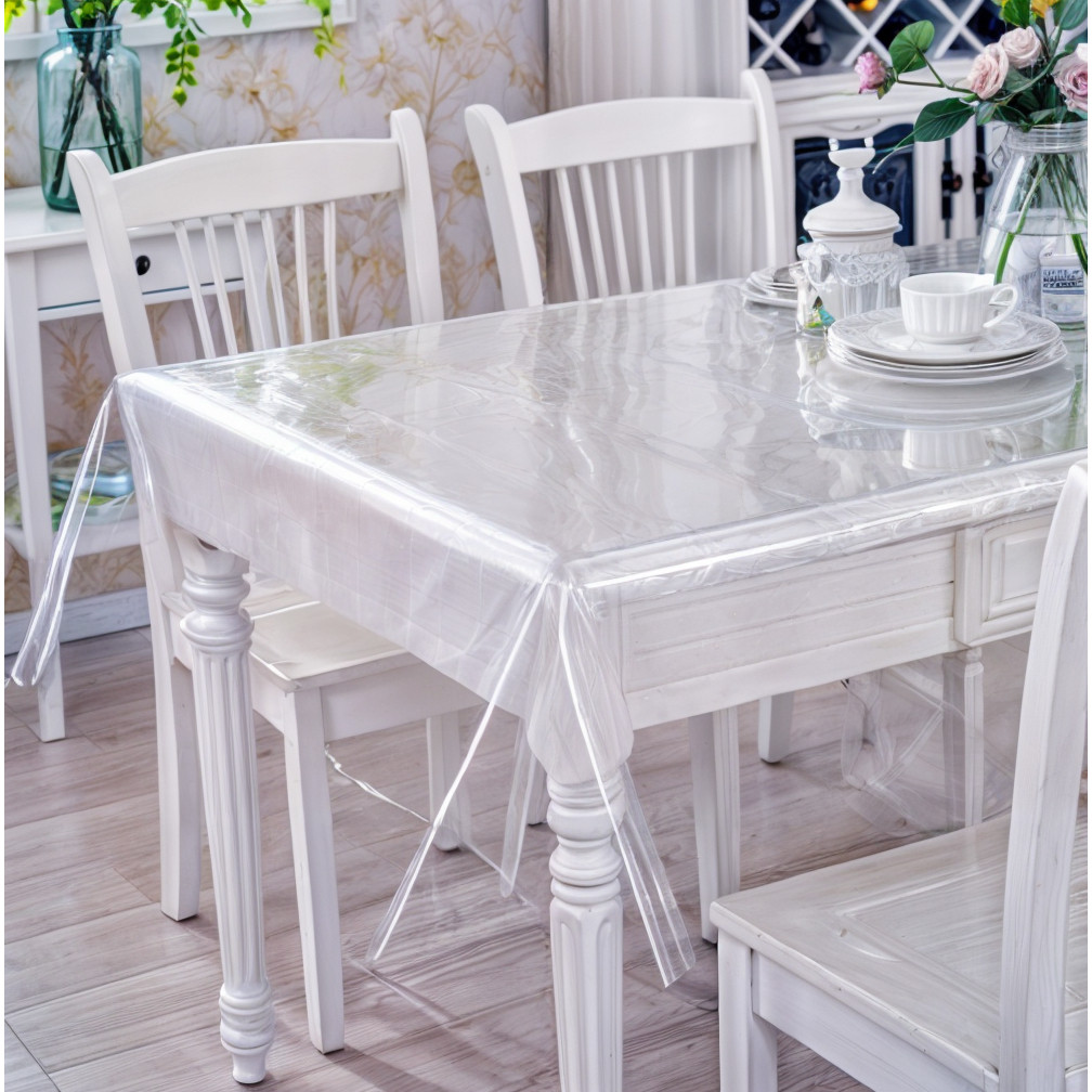 Plástico Toalhas De Mesa de 4, 6, 8, 10 Lugares Transparente Térmico Impermeável em Oferta na Shopee