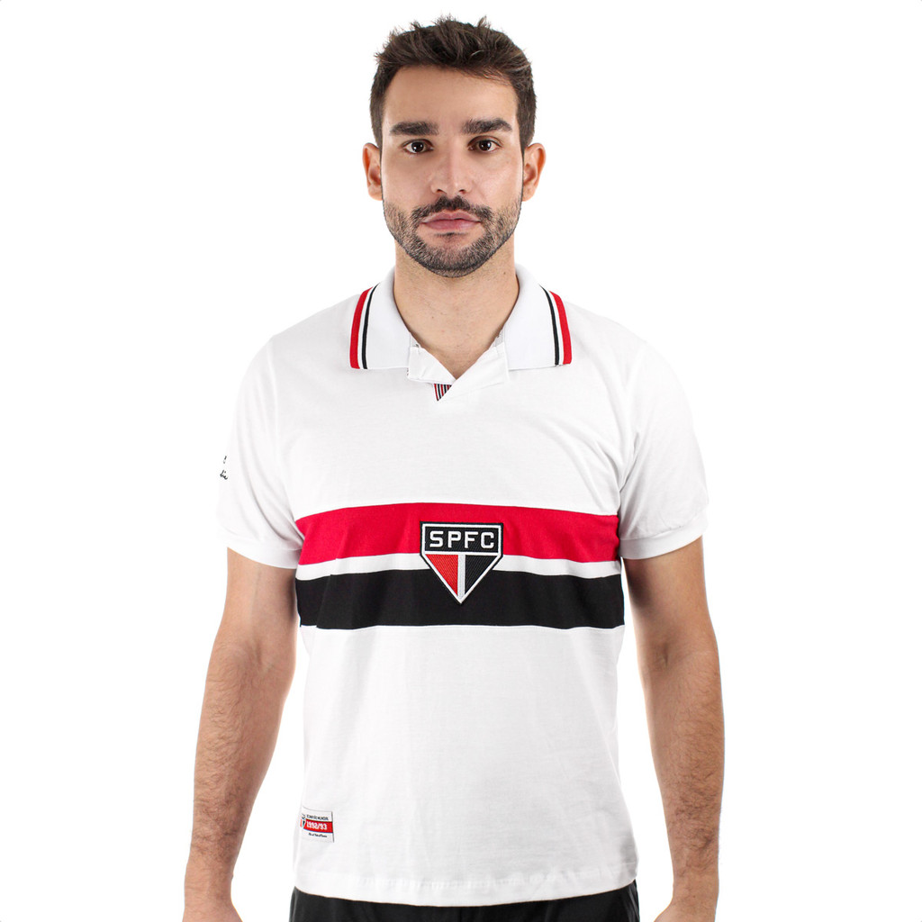 Camisa de Time Retromania Bimundial 92/93 São Paulo Vermelha Branca e Preta - Masculino