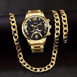 Relógio de pulso masculino de luxo com cronógrafo de quartzo pulseira e calendário para negócios em Oferta na Shopee