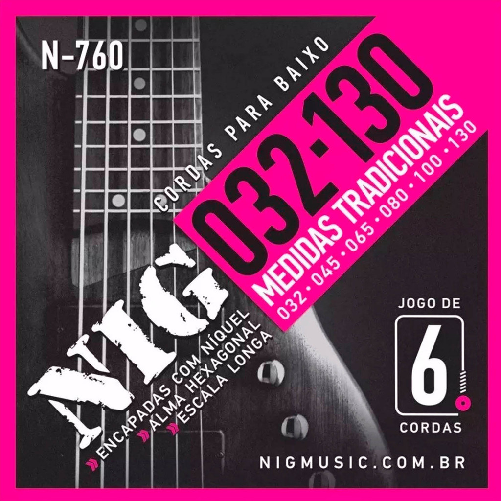 Encordoamento Contra Baixo 6 Cordas Nig N760 032