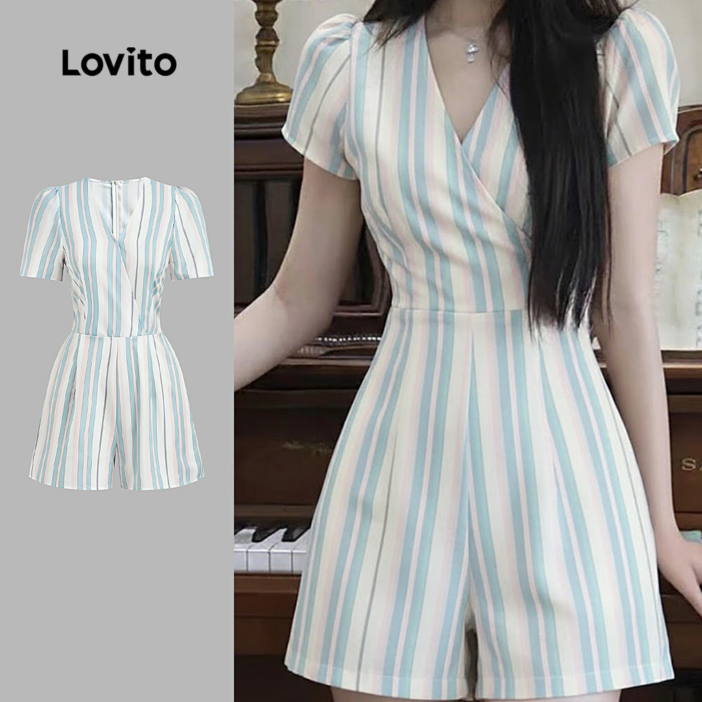 Lovito  Padrão de Macacão Casual Estrutura Linha Macacão Primavera/verão para Mulheres L171ED500 em Oferta na Shopee