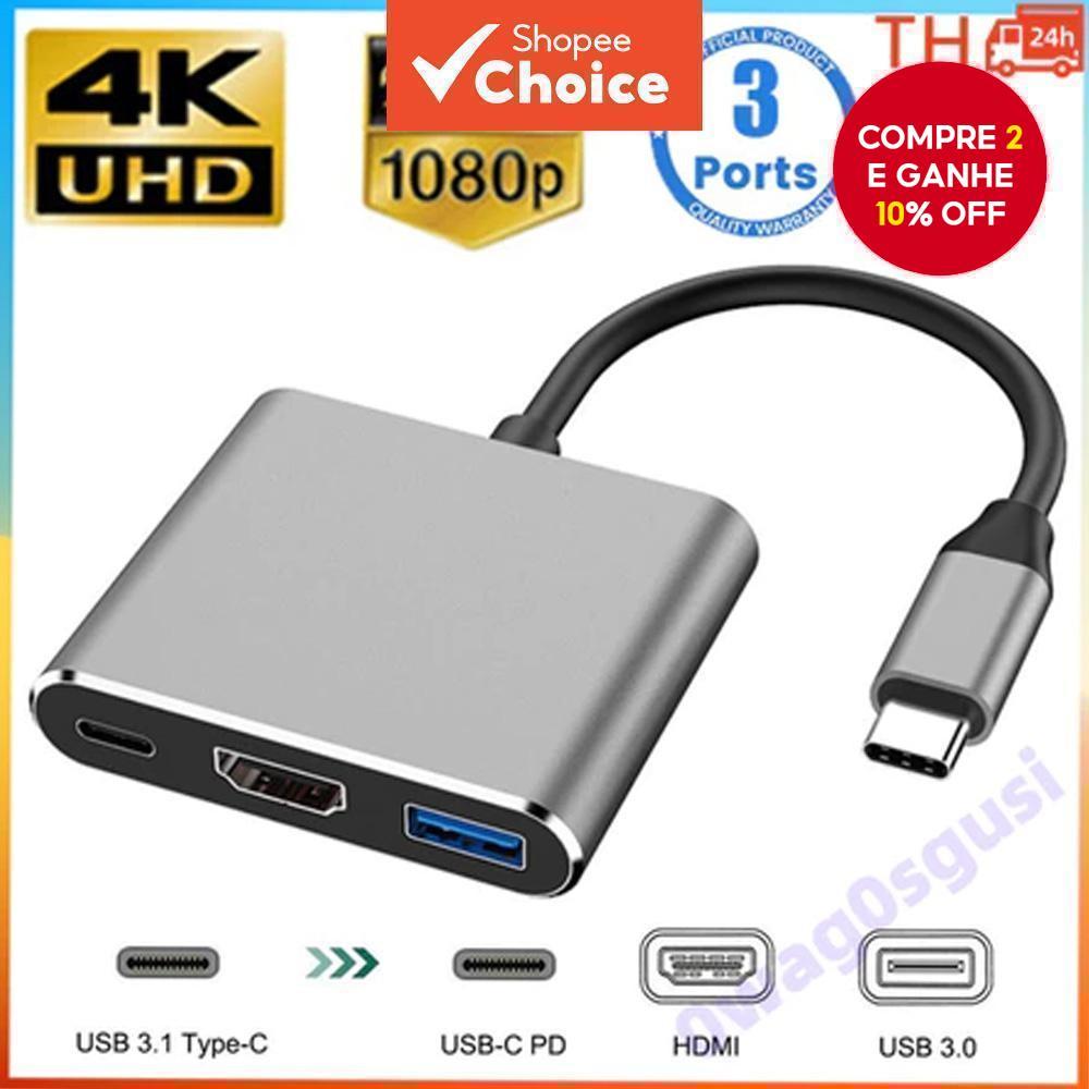 Moda Na Novo Tipo C OTG 3 Em 1 Hub USB Para Adaptador HDMI 4K E PD Carregamento Rápido Conversor Fêmea