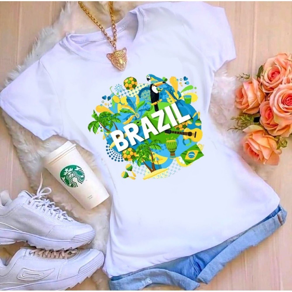 Camiseta Brasil t feminina blusinha atacado moda copa do mundo brasil Independência Política ENVIO IMEDIATO