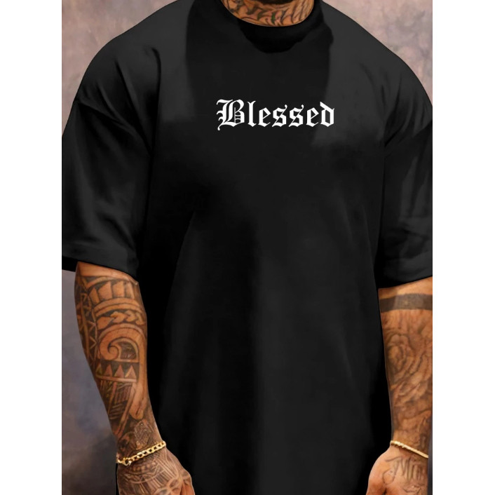 Camiseta masculina estilosa luxo "blessed" blusa masculina peruana camisa streetwear 100% algodão
