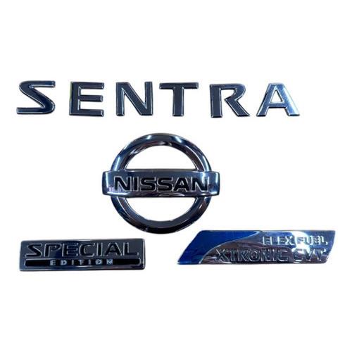 Kit Emblema Símbolo Letreiro Tampa Traseira Nissan Sentra Prateado