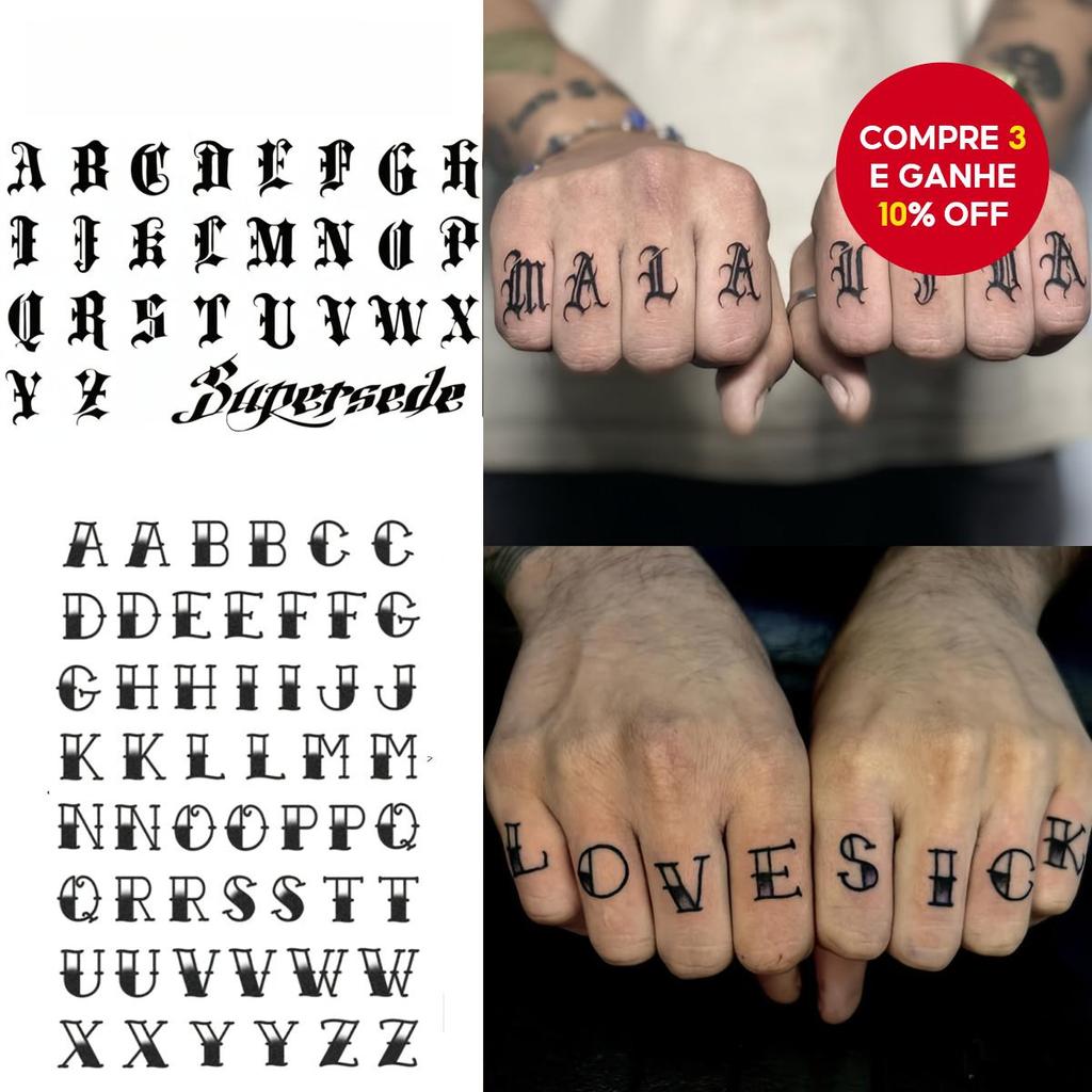Carta em inglês, tatuagem temporária à prova d'água, 15 dias, arte corporal para festa. em Oferta na Shopee