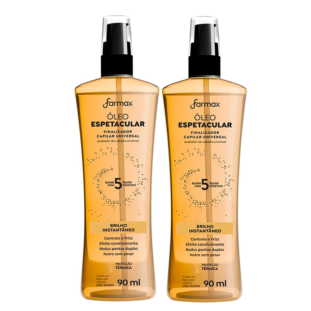 Kit Óleo Capilar Espetacular Farmax Brilho Instantâneo 90ml - 2 Unidades em Oferta na Shopee