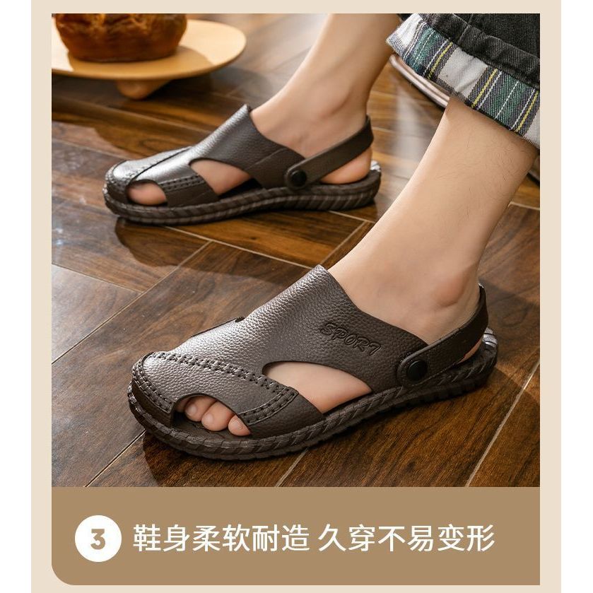 2026 novo estilo primavera verão sandálias masculinas de tamanho grande verão de meia-idade pai sapatos de praia casuais