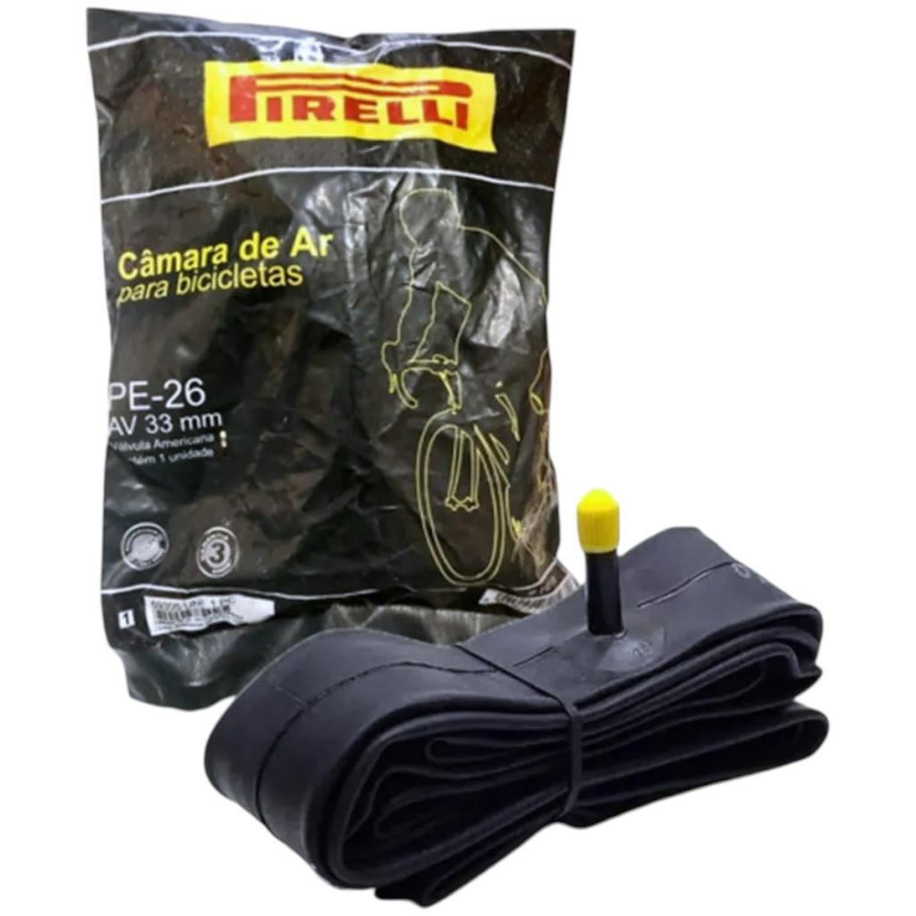 Camara De Ar Aro26 Bike PE-26 Pirelli Valvula Schrader 33mm Bico Grosso
