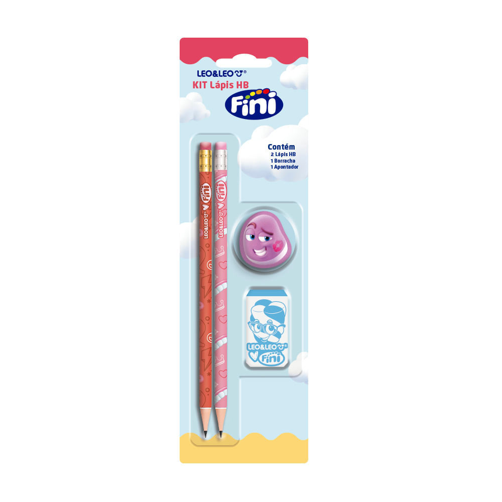 Kit Lapis Grafite HB Fini Com 2 Lapis, 1 Borracha e 1 Apontador Leonora em Oferta na Shopee
