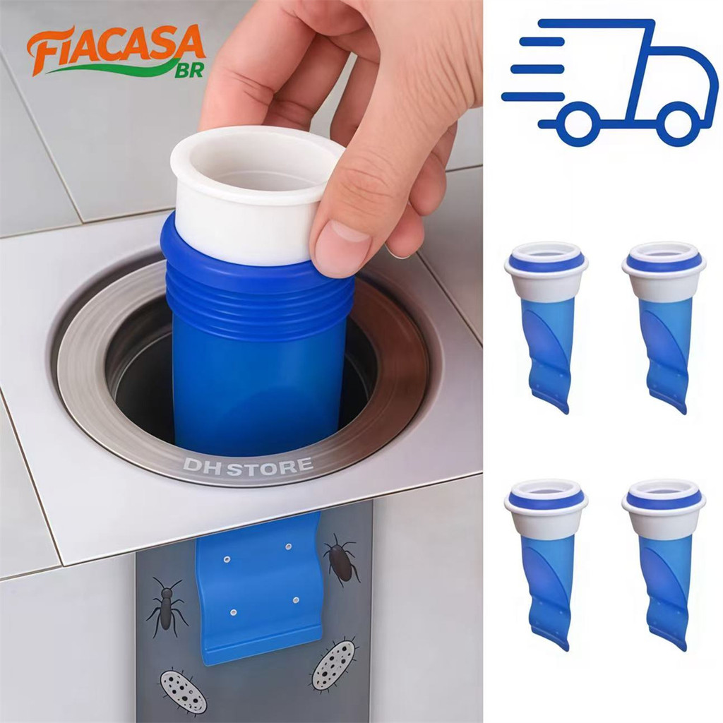Kit 2-8pcs Protetor De Ralo Silicone Anti Odor E Insetos Oculto C/Dreno
