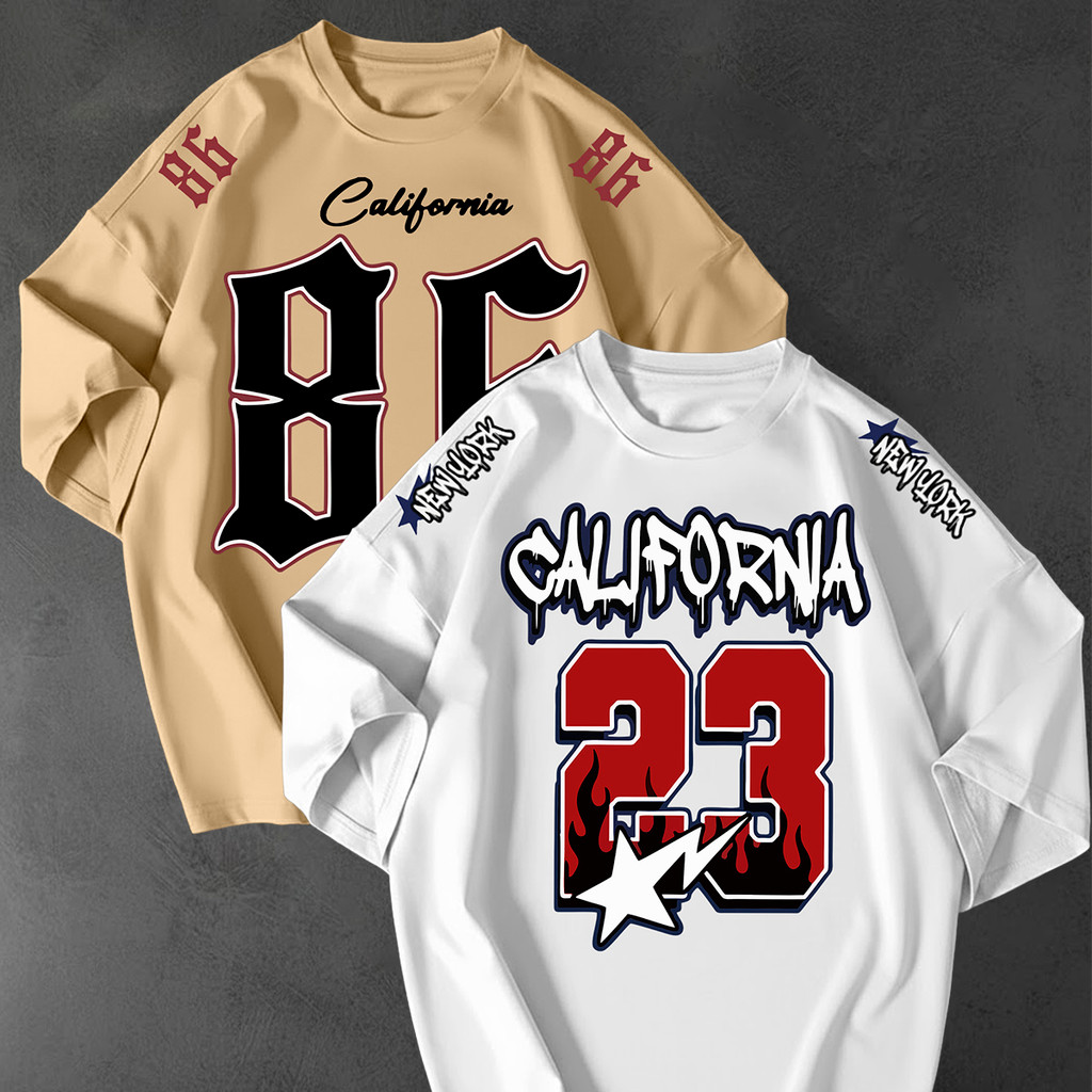 Kit 2 Camisetao California Oversized Streetwear Unissex Algodao Estampada Casual Rua Larga Solta