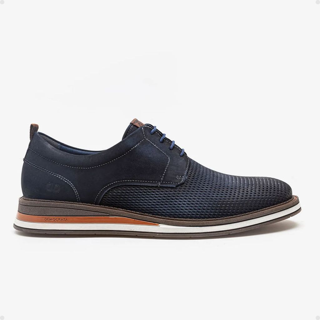 Sapato Masculino Democrata Metropolitan Couro Navy Type Azul