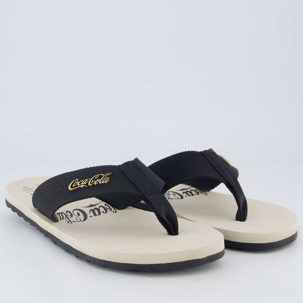 Chinelo Coca Cola Wave Alma Bege e Preto · foto 2