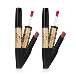 Eudora Kit Batom Glam Micro Plump: Malva Essencial 1,8g + Terracota Retrô 1,8g