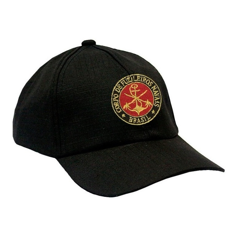 Boné Militar Mundo do Militar Ripstop Preto Fechamento Ajustável