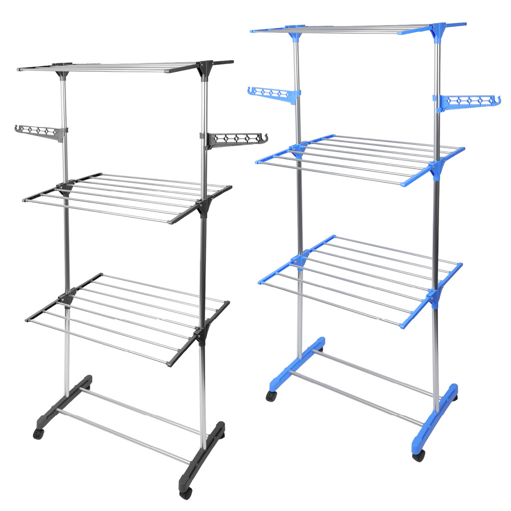 Varal De Roupa Aço Inox Dobrável Vertical Azul, Preto em Oferta na Shopee