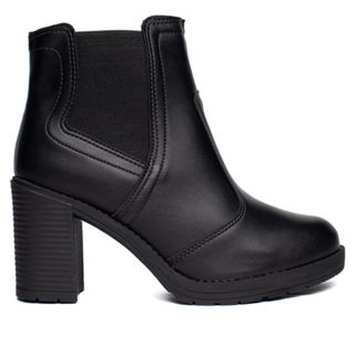 Bota Feminina Beira Rio Cano Médio Salto Bloco Preto em Oferta na Shopee
