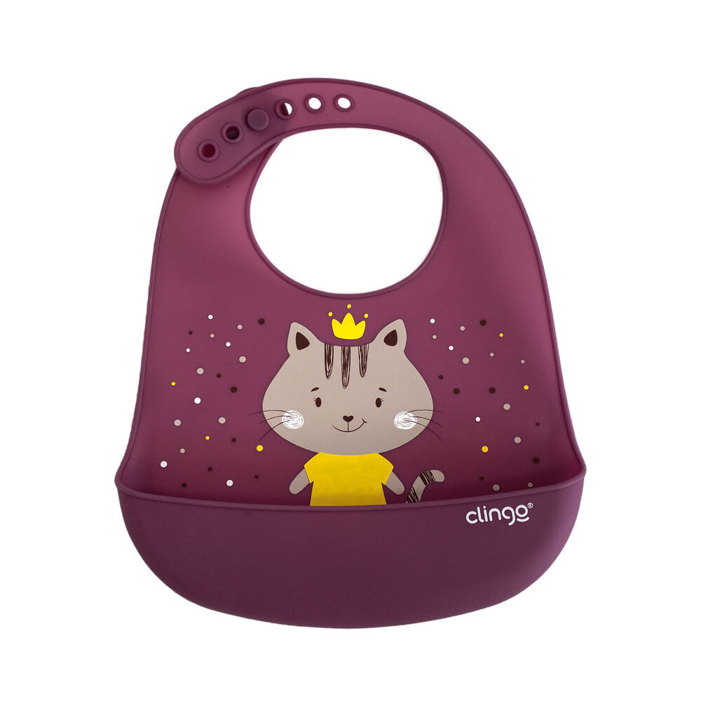 Babador Silicone Impermeável Clingo com Bolso Coletor de Migalhas e Velcro – Milky