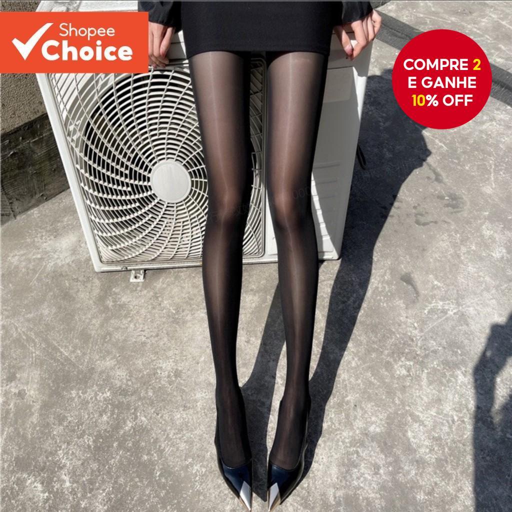Meia-Calça Sexy Transparente Preta/Pele – Lisa E Sedosa Anti-Snag em Oferta na Shopee