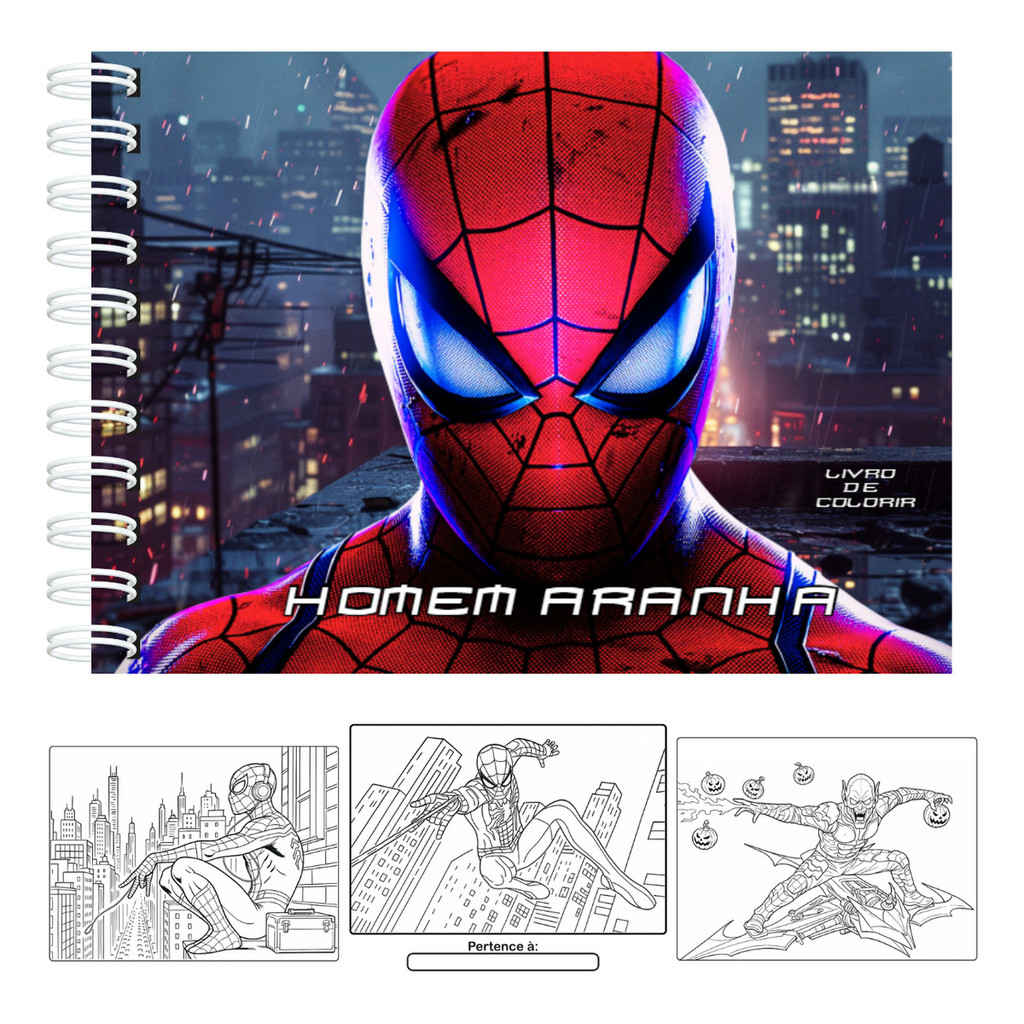 Livro De Colorir Homem Aranha Spider-man Capa Dura 50 Páginas 180g A5 Pronta Entrega