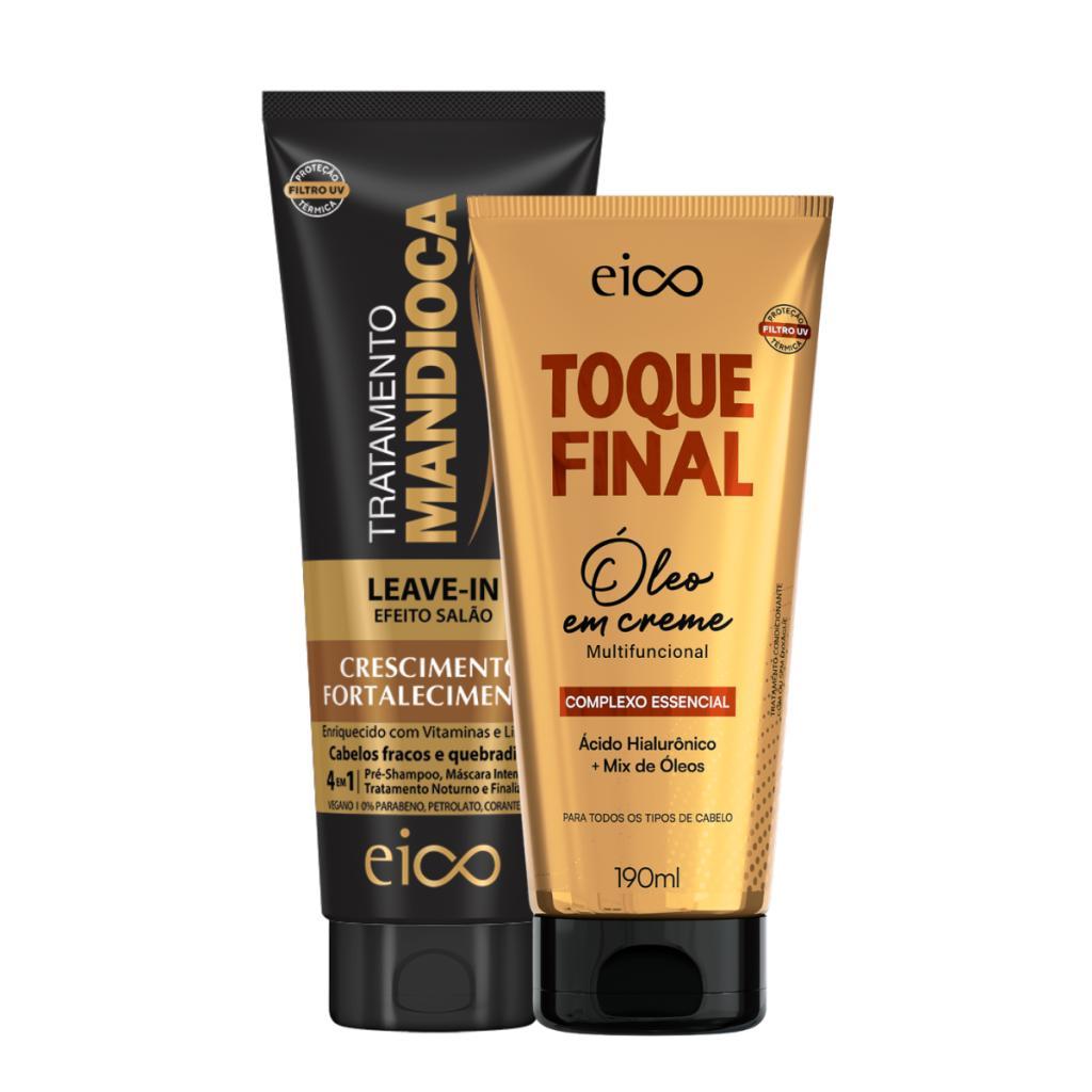 Eico Kit Força e Brilho Leave in Mandioca 200ml Óleo em Creme Toque Final 190ml