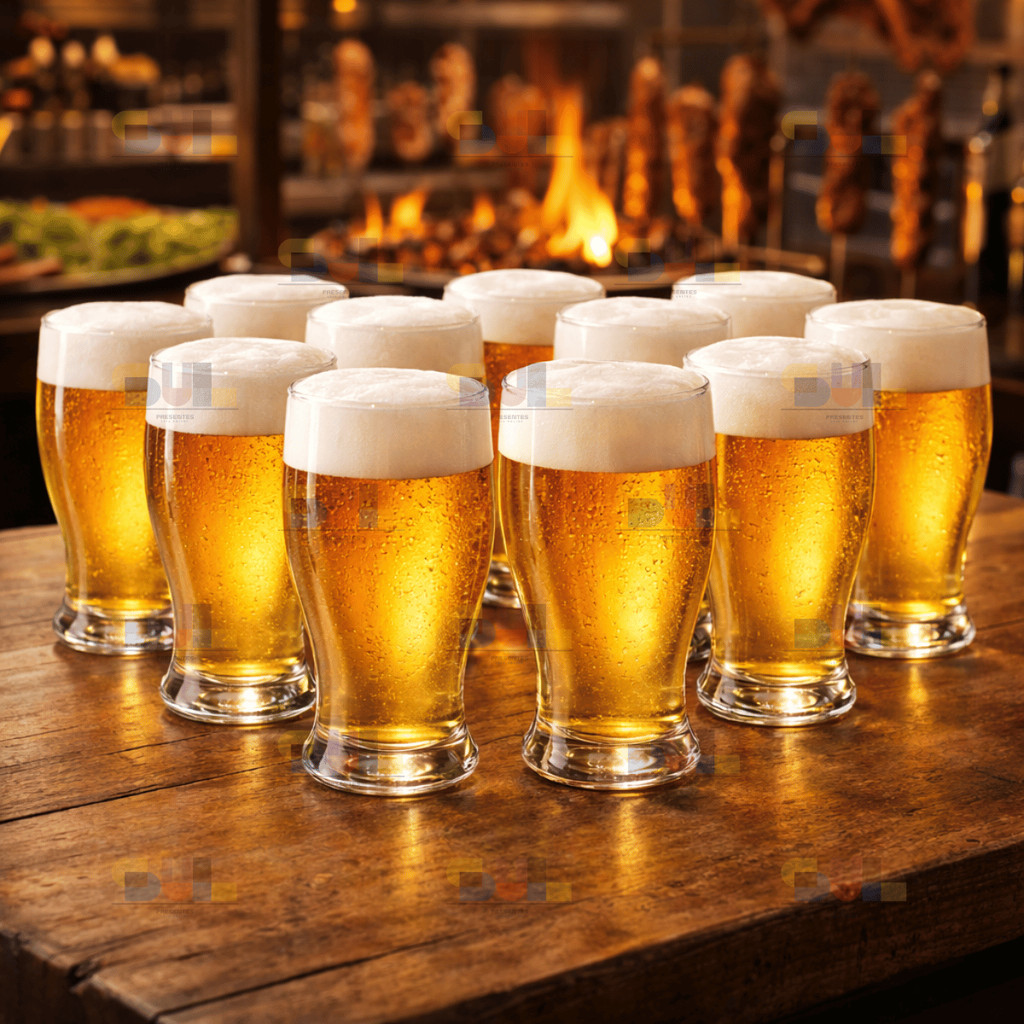 Jogo de Copo 12 Peças De Vidro Cerveja 350ml Restaurante Tulipa Tulipinha Bar Hotel Lanchonete Chopp em Oferta na Shopee