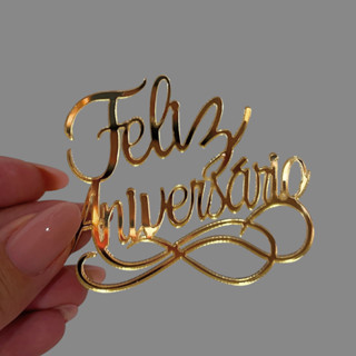 Aplique de Acrílico Para Bentô Cake, Bolos e Sobremesas - Feliz Aniversário em Oferta na Shopee