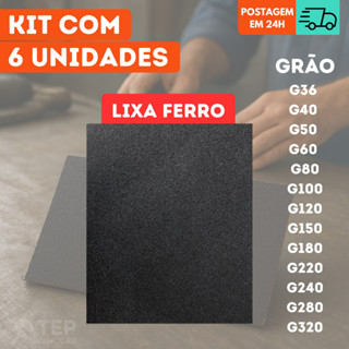 Lixa Ferro Aço Grão 36 40 50 60 80 100 120 150 180 220 240 280 320 Remove Tintas Ferrugens em Oferta na Shopee