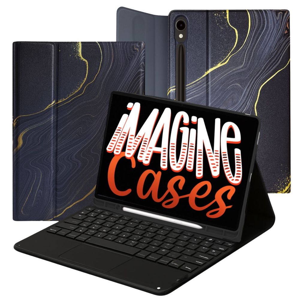 Capa Teclado Bluetooth ABNT2 para Samsung Galaxy Tab S10 FE 10.9" S9 11" S11 2025 Estampa Mármore