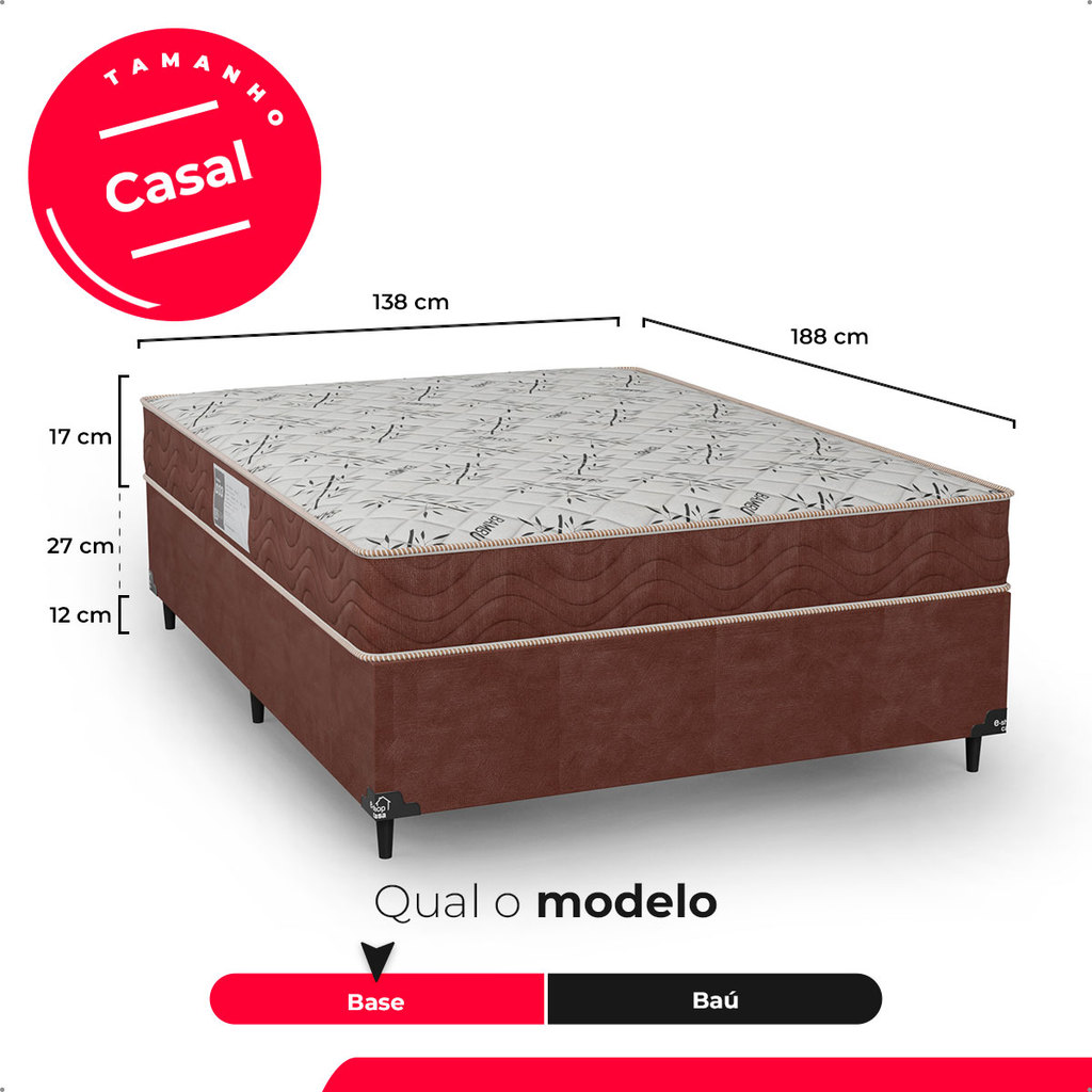 Cama Box Casal + Colchão D33 One Face - Suede Marrom - e-Shop Casa · foto 2