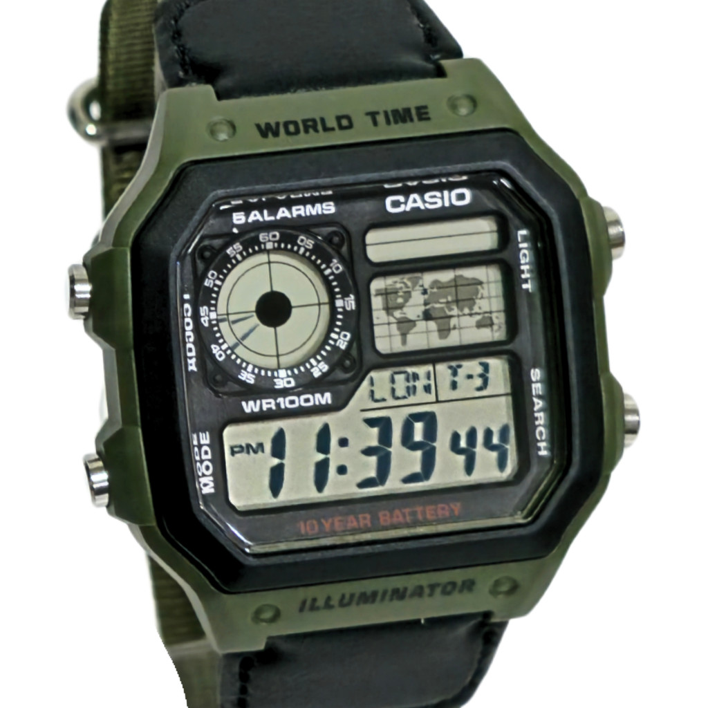 Relógio Casio Digital Masculino World Time AE-1200WHB-3BVDF