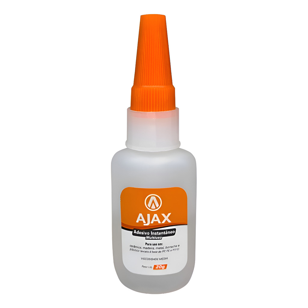 Cola Instantânea Adesiva Multiuso Ajax 20g Fixação Rápida Branco